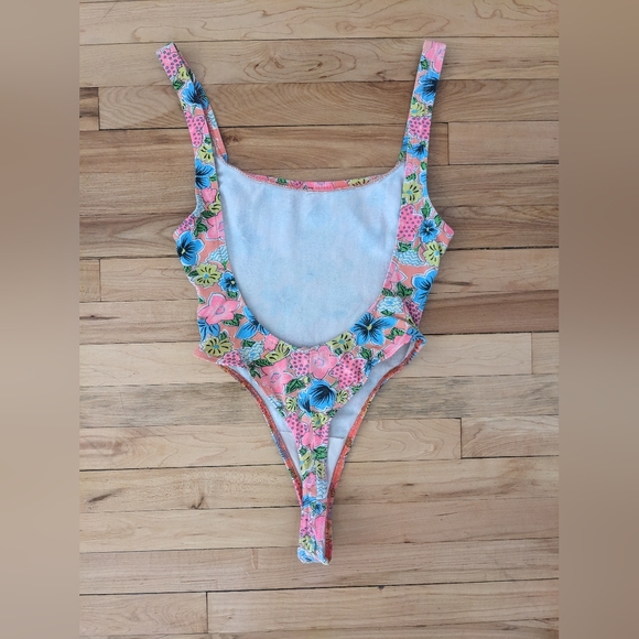 Vintage Cotton 80's thong back floral bodysuit - Picture 3 of 4